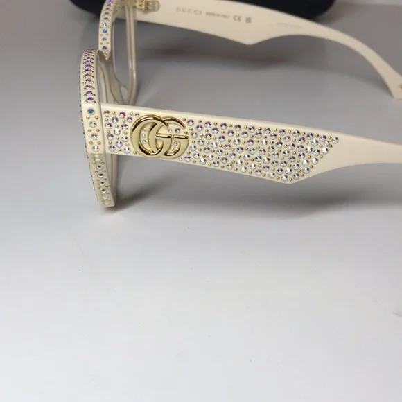 Gucci GG1424s Cream Crystal-Embellished Women's Glasses - Picture 5 of 12